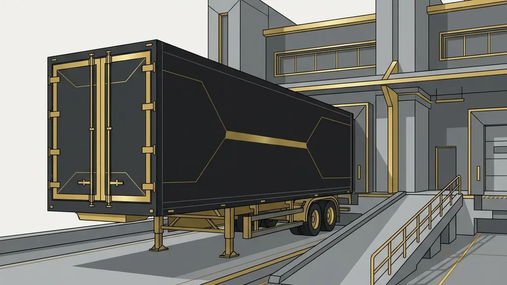 A trailer arrived at a destination building, still fully loaded with doors closed